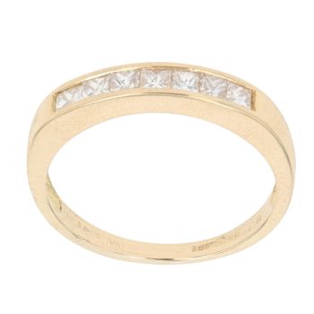 18ct Yellow Gold 0.50ct Princess Cut Diamond Half Eternity Ring