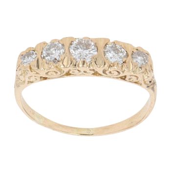 18ct Yellow Gold 0.75ct Brilliant Cut Diamond Five Stone Ring