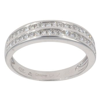 18ct White Gold 0.45ct Princess Cut Diamond Two Row Ring