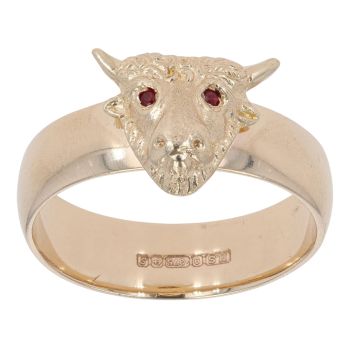 9ct Yellow Gold Ruby Bull Ring