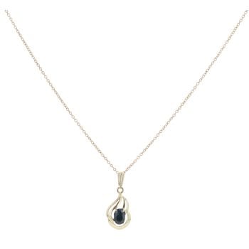 9ct Yellow Gold Sapphire Pendant And Chain 16"