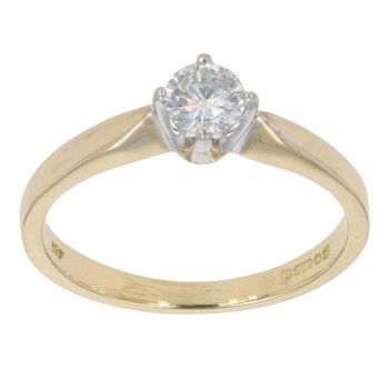 18ct Yellow Gold 0.30ct Brilliant Cut Diamond Solitaire Ring