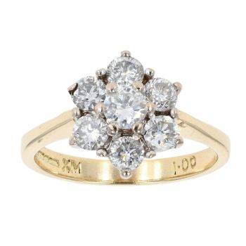 18ct Yellow Gold 1.00ct Diamond Cluster Ring