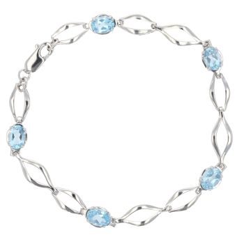 9ct White Gold Blue Topaz Bracelet 7.5"
