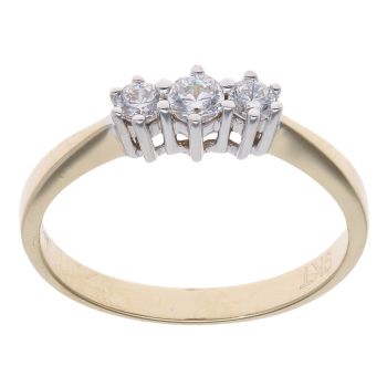 9ct Yellow Gold Cubic Zirconia Trilogy Ring