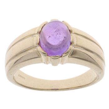 9ct Yellow Gold Amethyst Single Stone Signet Ring