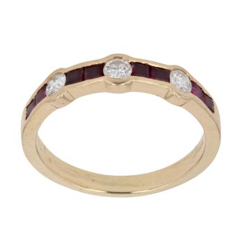 18ct Yellow Gold 0.45ct Diamond And Ruby Ring