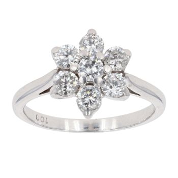 14ct White Gold 1.00ct Diamond Cluster Ring