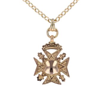 9ct Yellow Gold Masonic Pendant And Chain 24"