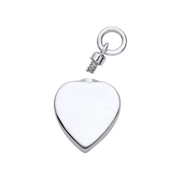 Sterling Silver Heart Shaped Perfume Bottle Ashes Holder Urn Pendant