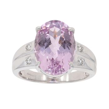 18ct White Gold 0.05ct Diamond And Amethyst Ring