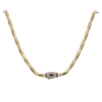 14ct Yellow And White Gold Monaco Spin Pave Lock Twist Chain 26"