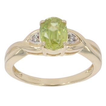 9ct Yellow Gold 0.02ct Diamond And Peridot Solitaire Ring