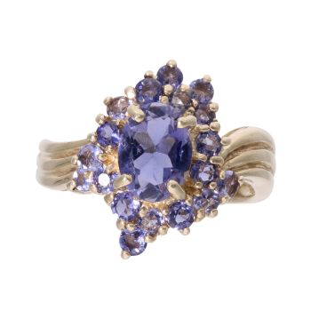 9ct Yellow Gold Iolite Cluster Ring
