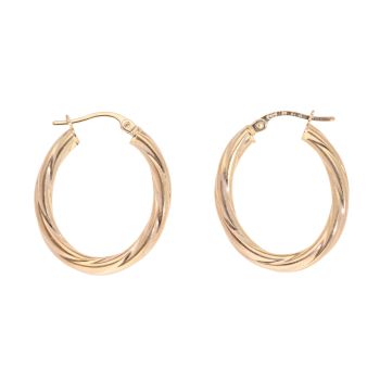 9ct Yellow Gold Twist Hoop Earrings