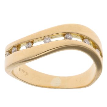 18ct Yellow Gold 0.15ct Brilliant Cut Diamond Wave Ring