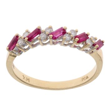 18ct Yellow Gold 0.15ct Diamond And Ruby Ring