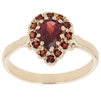 9ct Yellow Gold Garnet Cluster Ring