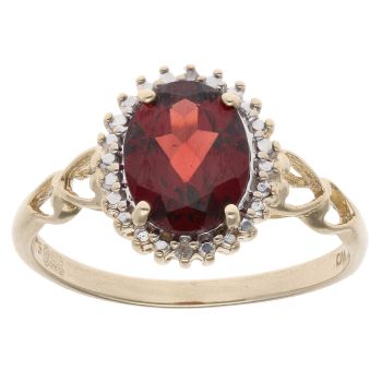 9ct Yellow And White Gold 0.02ct Diamond And Garnet Cluster Ring
