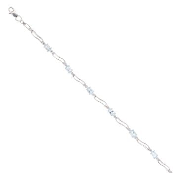 9ct White Gold Aquamarine and Diamond Bracelet 7"