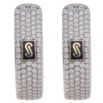 14ct Yellow Gold Monaco Classic Cubic Zirconia Pave Hoop Earrings