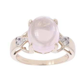 9ct Yellow Gold Rose Quartz and White Topaz Ring