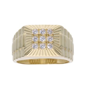 9ct Yellow Gold Cubic Zirconia Signet Ring