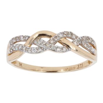 9ct Yellow Gold 0.27ct Diamond Wave Ring by Anya Belle
