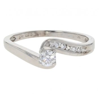 9ct White Gold 0.27ct Diamond Solitaire Twist Ring