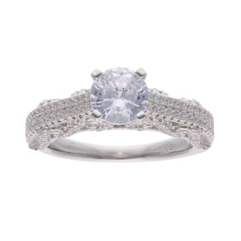 Silver Cubic Zirconia Solitaire Ring by Icesia
