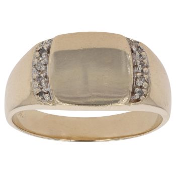 9ct Yellow Gold 0.05ct Diamond Signet Ring