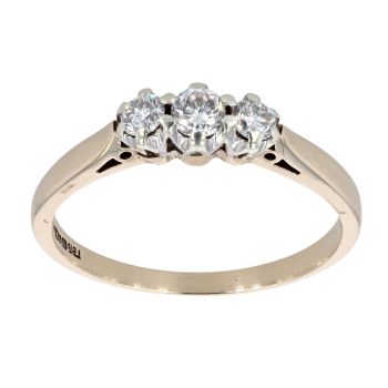 9ct Yellow Gold 0.33ct Diamond Trilogy Ring