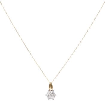 18ct Yellow Gold 0.75ct Brilliant Cut Diamond Cluster Pendant And Chain 18"