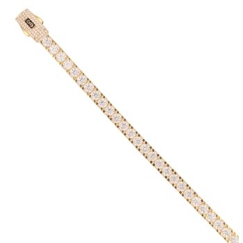 14ct Yellow Gold Monaco Fancy Cubic Zirconia Pave Lock Bracelet 7.5"
