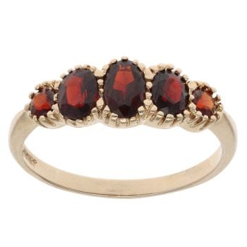 9ct Yellow Gold Garnet Five Stone Ring
