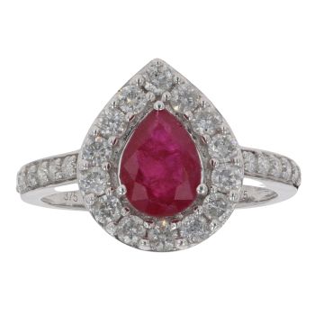 9ct White Gold 0.75ct Diamond and Ruby Cluster Ring