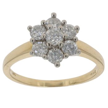 18ct Yellow Gold 1.10ct Brilliant Cut Diamond Cluster Ring