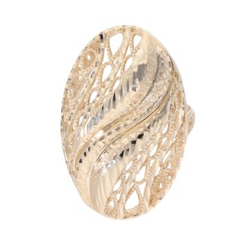 14ct Yellow Gold Oval Patterned Ring