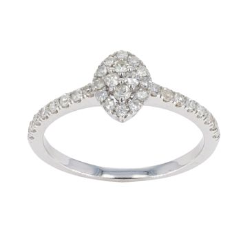 9ct White Gold 0.41ct Diamond Marquise Cluster Ring by Anya Belle