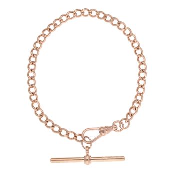 9ct Rose Gold Albert T-Bar Bracelet 7.5"