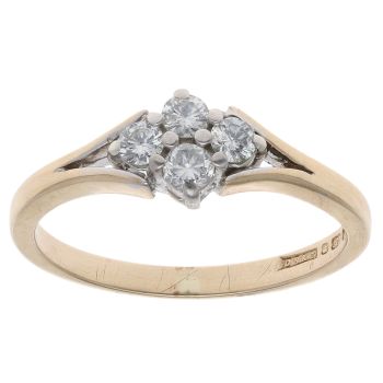 9ct Yellow Gold 0.20ct Brilliant Cut Diamond Cluster Ring