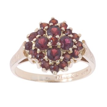 9ct Yellow Gold Garnet Cluster Ring