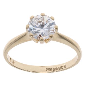 9ct Yellow Gold Cubic Zirconia Single Stone Ring