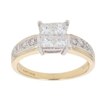 18ct Yellow Gold 0.75ct Diamond Cluster Ring