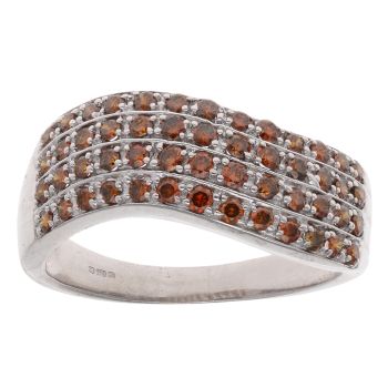 9ct White Gold 0.50ct Brilliant Cut Orange Diamond Wave Cluster Ring