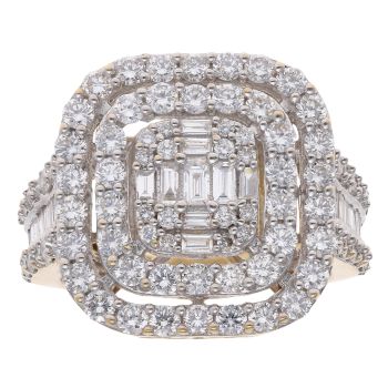 18ct Yellow Gold 2.20ct Diamond Cluster Ring