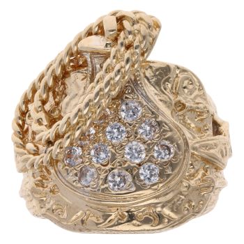 9ct Yellow Gold Cubic Zirconia Saddle Ring