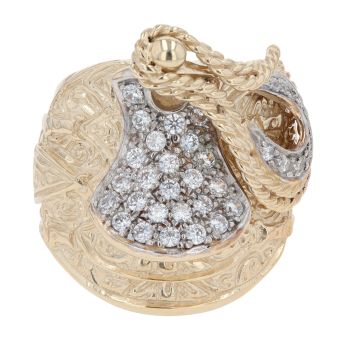 9ct Yellow Gold Cubic Zirconia Saddle Ring