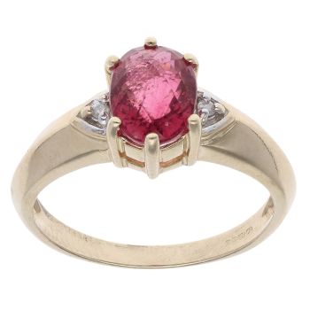 9ct Yellow Gold 0.02ct Diamond And Garnet Ring