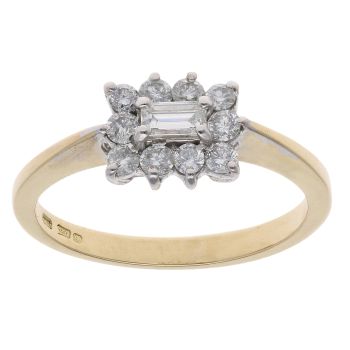 18ct Yellow Gold 0.50ct Diamond Cluster Ring